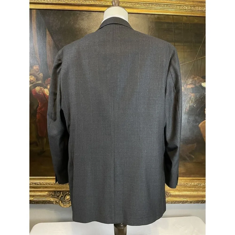 Daniel Cremieux 48R USA MADE‎ Loro Piana Wool Gray Windowpane 3Btn Blazer Jacket